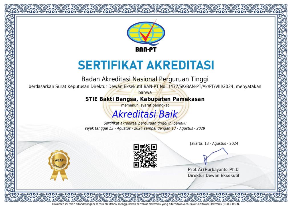 Sertifikat Akreditasi Institusi STIE Bakti Bangsa, Dari BAN-PT